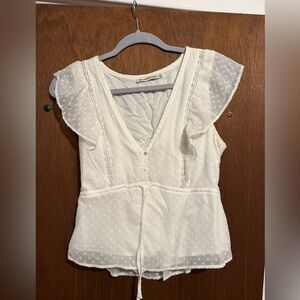Abercrombie & Fitch ivory white eyelet blouse